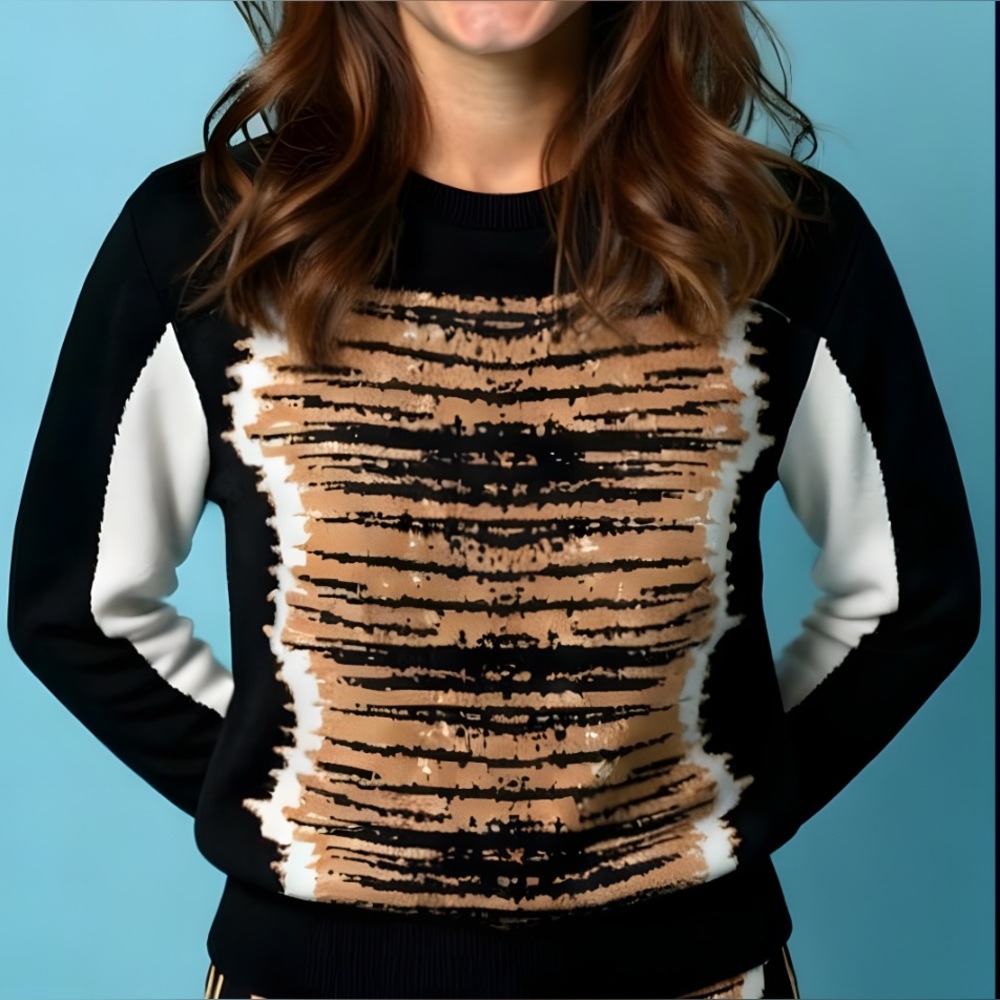 Rebecca Minkoff Abstract Print Cotton Cashmere Sweater - Size XS